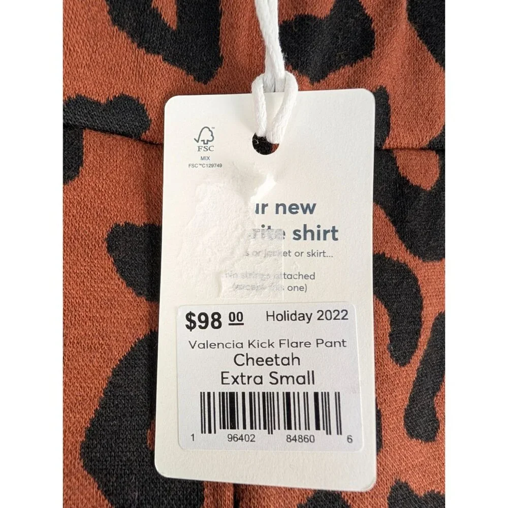 Marine Layer Pants Womens XS Valencia Cheetah Print Kick Flare - Picture 2 of 7